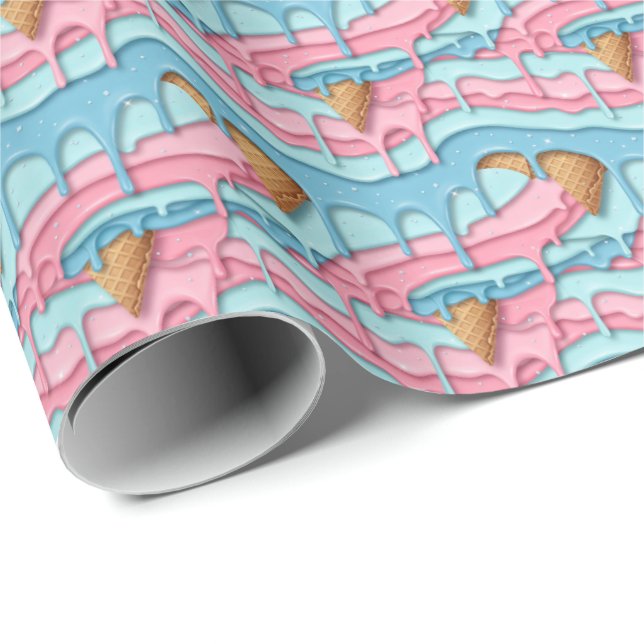 Cute tiled melting ice cream pattern  wrapping paper (Roll Corner)
