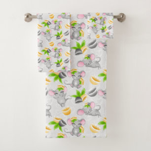 cute tiled mouse lovers bath towel set