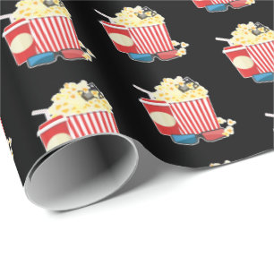cute tiled movie popcorn pattern wrapping paper