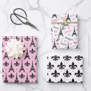 Cute tiled Paris pattern party Wrapping Paper Sheet