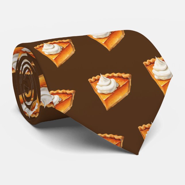 Cute tiled pattern Bakery pumpkin pie Tie (Rolled)