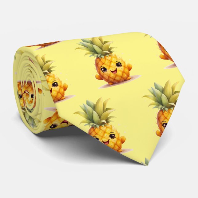 Cute tiled pineapple fruit pattern tie (Rolled)