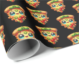 Cute tiled pizza party wrapping paper