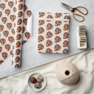 Cute tiled pumpkin pie turkey wrapping paper