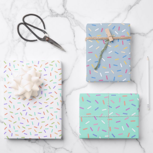 cute tiled sprinkled pattern party wrapping paper sheet (Front)