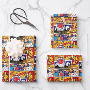 cute tiled superhero pattern  wrapping paper sheet