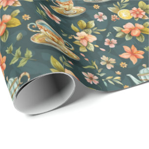 Cute tiled tea party Wrapping Paper