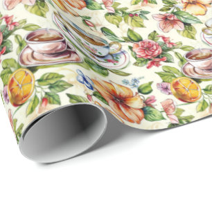 Cute tiled tea party  wrapping paper