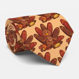 cute tiled Thanksgiving turkey Holiday Tie