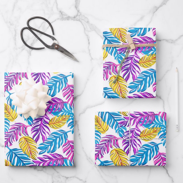 Cute tiled Tropical leaf pattern party  Wrapping Paper Sheet (Front)