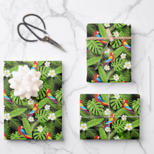 Cute tiled Tropical parrots party Wrapping Paper Sheet