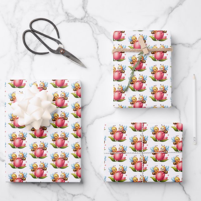 Cute tiled twin baby girls pattern  wrapping paper sheet (Front)