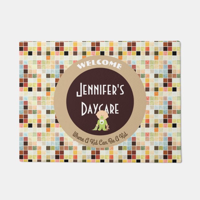 Cute Tiles Personalised Daycare Welcome Doormat (Front)