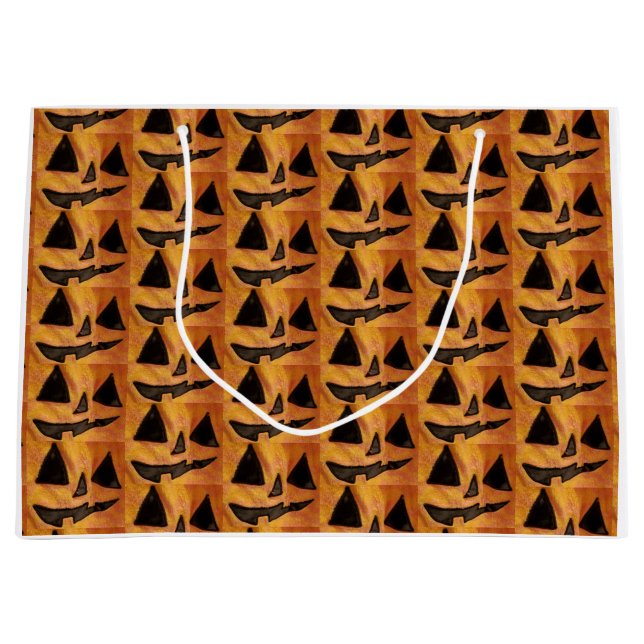 Cute Tilted Face Jack-O-Lantern Gift Bag (Front)