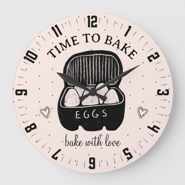 Cute Time To Bake Bakers Kitchen Large Clock (Front)