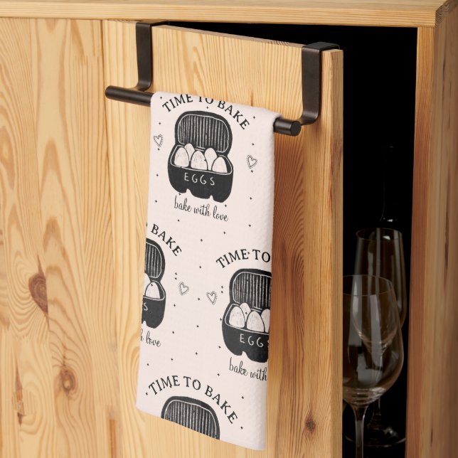 Cute Time To Bake Bakers Kitchen Tea Towel (Thirds Fold)