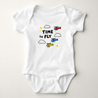 Cute Time To Fly Helicopters Baby Bodysuit
