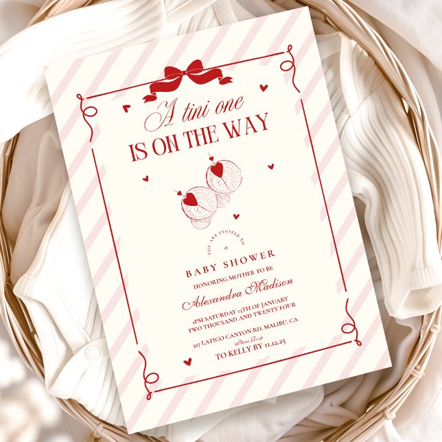 Cute Tini One Is On The Way Baby Shower Invitation (Creator Uploaded)