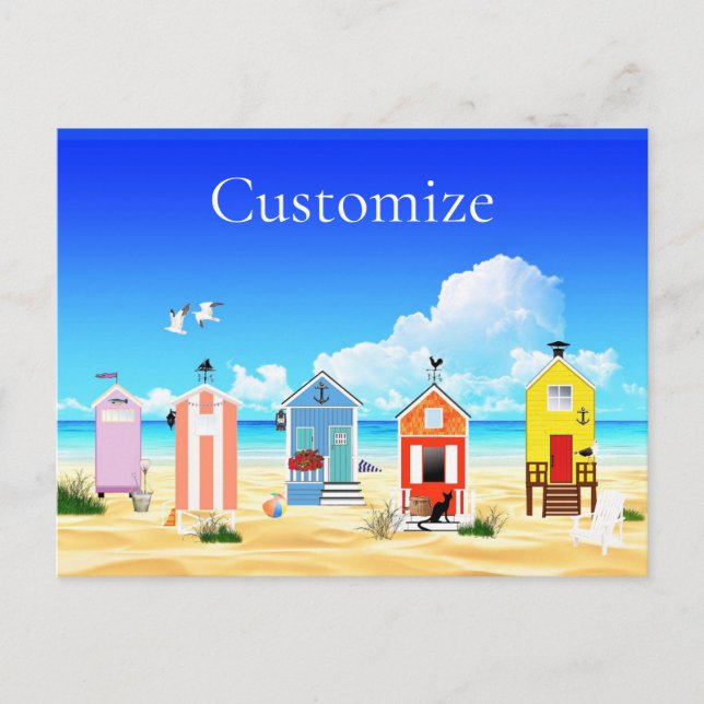 Cute Tiny Beach Shacks Thunder_Cove Holiday Postcard (Front)