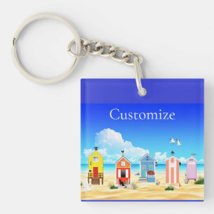 Cute Tiny Beach Shacks Thunder_Cove Key Ring