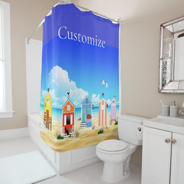 Cute Tiny Beach Shacks Thunder_Cove Shower Curtain (In Situ)