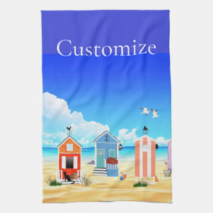 Cute Tiny Beach Shacks Thunder_Cove Tea Towel