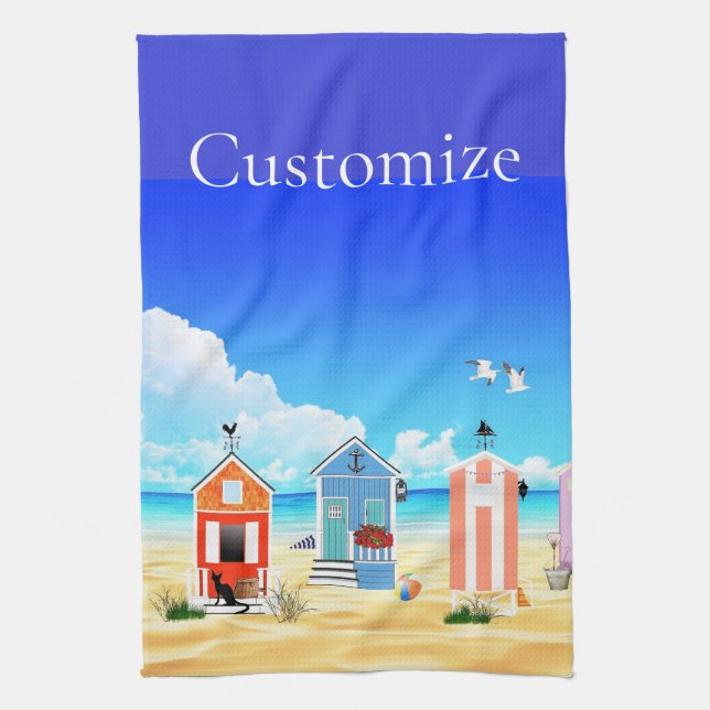 Cute Tiny Beach Shacks Thunder_Cove Tea Towel (Vertical)