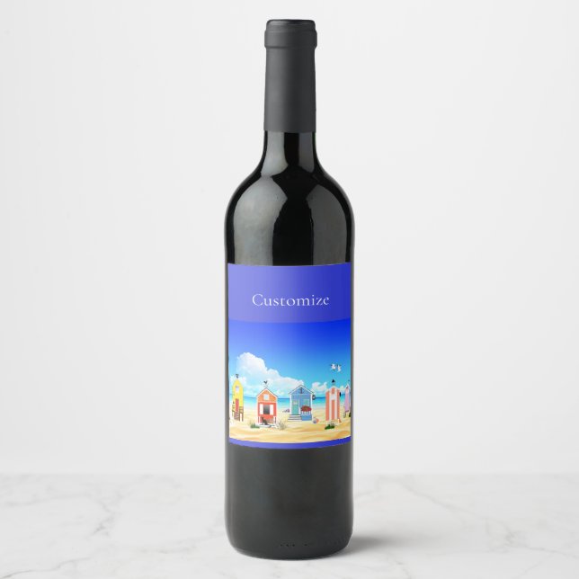 Cute Tiny Beach Shacks Thunder_Cove Wine Label (Front)