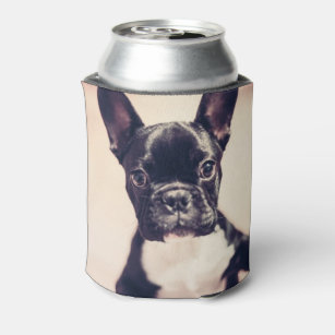 Cute Tiny Black and White Puppy Can Cooler