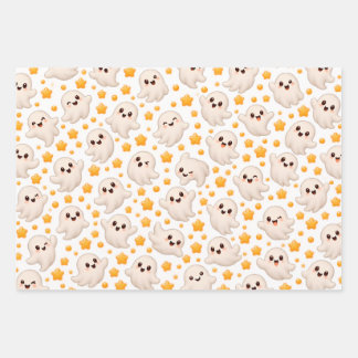 Cute Tiny Boo Ghosts Halloween Wrapping Paper