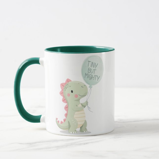 Cute "Tiny But Mighty" Dinosaur Mug (Left)