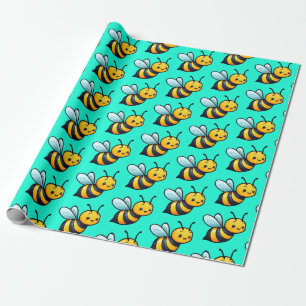 Cute Tiny Cartoon yellow bees pattern  Wrapping Paper