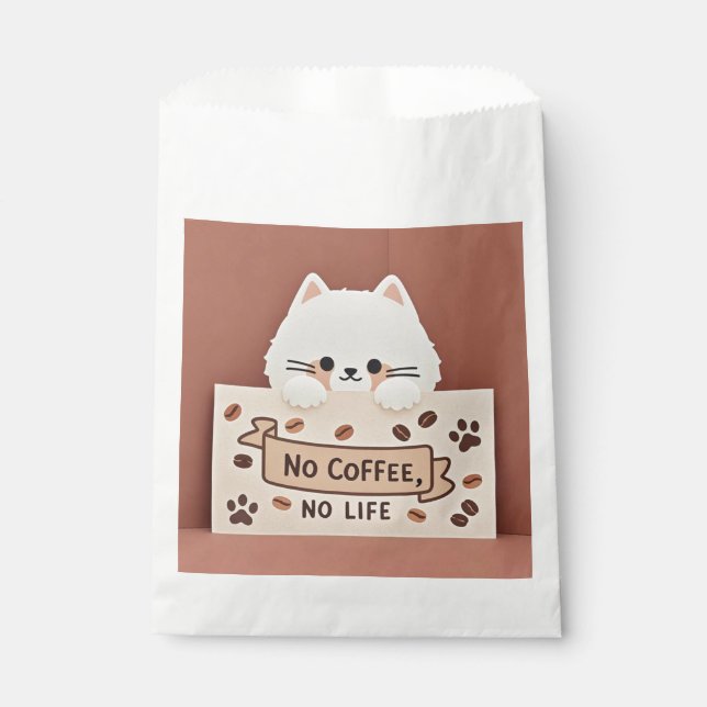 Cute Tiny cat paw prints and coffee beans Favour Bags (Front)