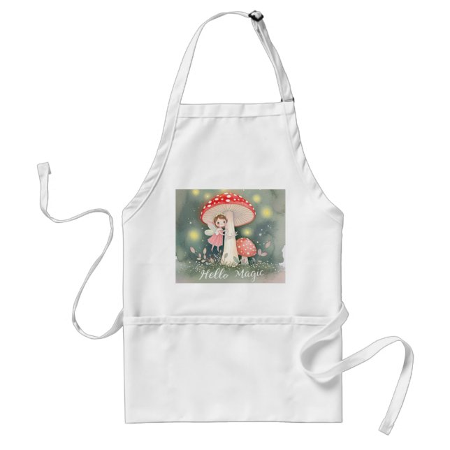Cute Tiny fairy perched on top of mushroom Standard Apron (Front)