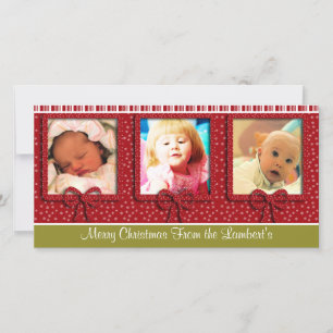 Cute Tiny Snowflakes Stripes Christmas Photo Holiday Card