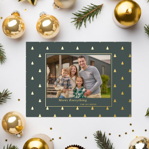 Cute Tiny Trees Christmas Holidays Photo Foil Holiday Postcard