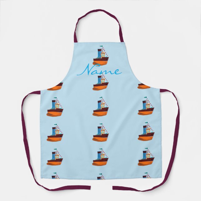 Cute Tiny Tugboat Thunder-Cove Apron (Front)