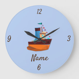 Cute Tiny Tugboat Thunder-Cove Large Clock