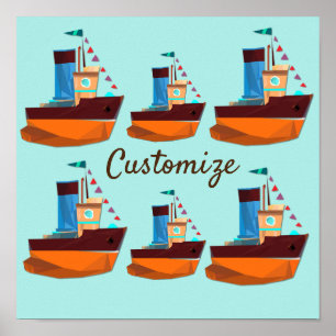 Cute Tiny Tugboat Thunder-Cove  Poster