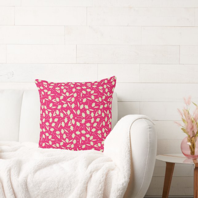 Cute tiny white flower pattern pink pattern cushion (Couch)