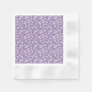 cute tiny white purple flower with blue background napkin