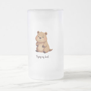 Cute tired capybara frosted glass beer mug