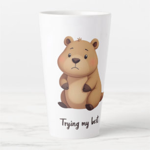 Cute tired capybara latte mug