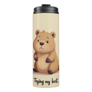 Cute tired capybara thermal tumbler