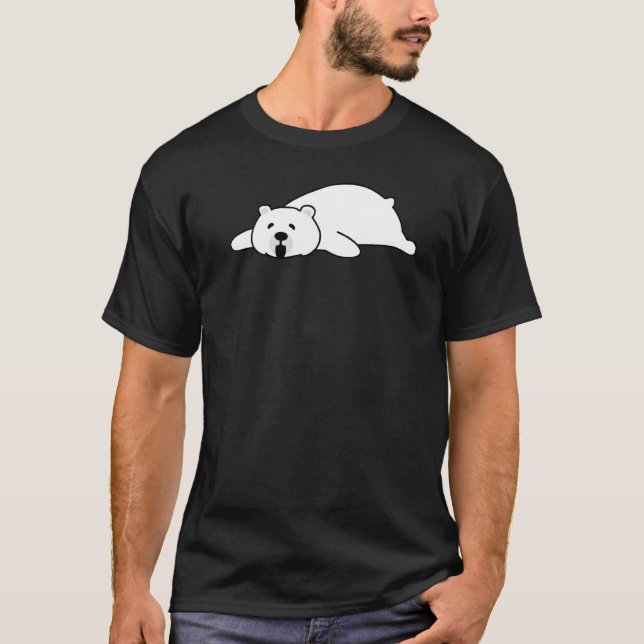 Cute Tired Lazy Polar Bear  Christmas T-Shirt (Front)