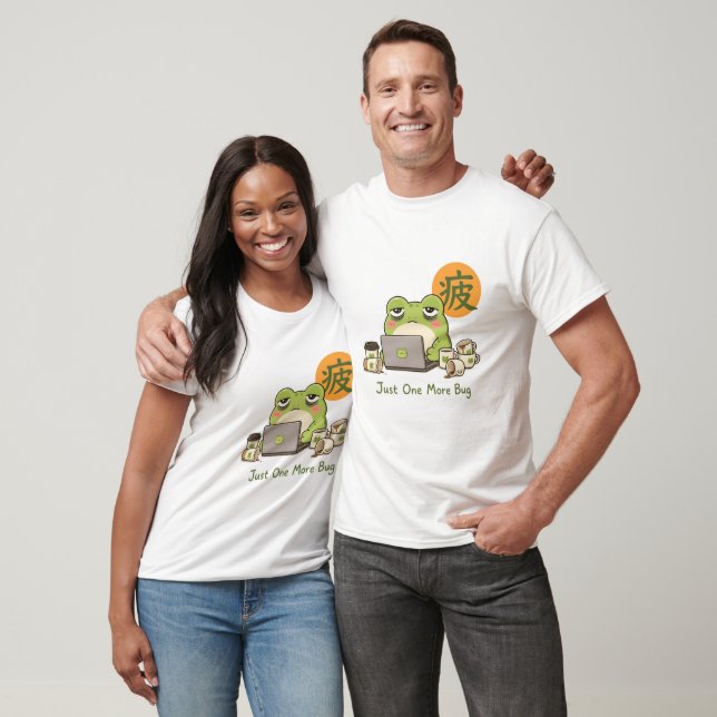Cute Tired Programmer Frog – Kawaii Coding Frog Ju T-Shirt (Unisex)