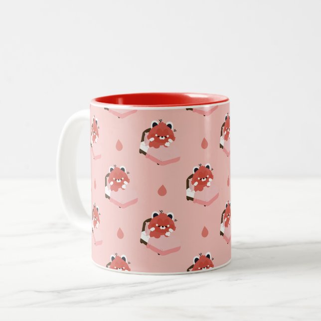 Cute Tired Red Panda Two-Tone Coffee Mug (Front Left)