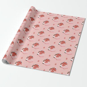 Cute Tired Red Panda Wrapping Paper