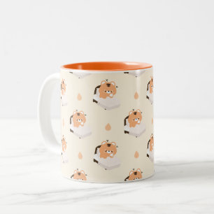 Cute Tired Tiger Two-Tone Coffee Mug