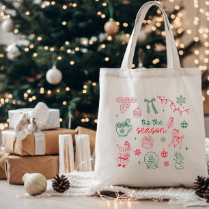 Cute “Tis the Season” Christmas Holiday Icons Tote Bag